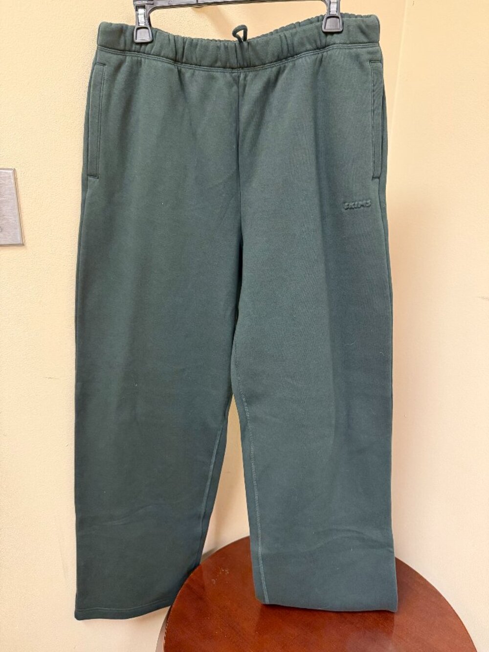 SKIMS Cotton Fleece Classic Straight Leg Pants Spruce Large NWT